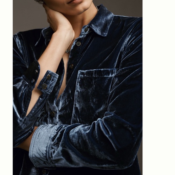 NWT Anthropologie Pilcro The Hadley Relaxed Buttondown Shirt:Velvet Edition XS - Picture 6 of 12